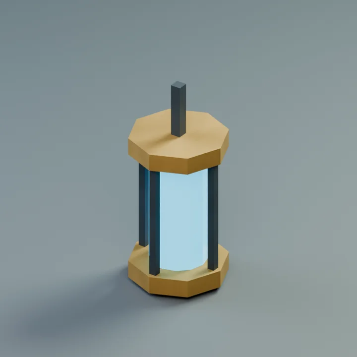 Isolated Blender test render of an OmniKit source prop, showing the source default geometry